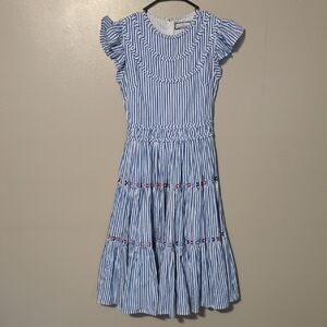 CK Bradley Blue White Striped Midi Dress Womens Size XS